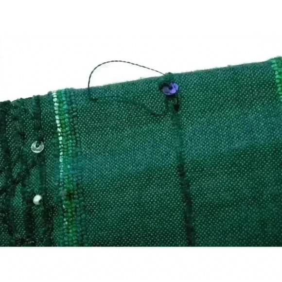 Coldwater Creek reversible shirt shacket jacket Medium brocade embellished green - Picture 12 of 12